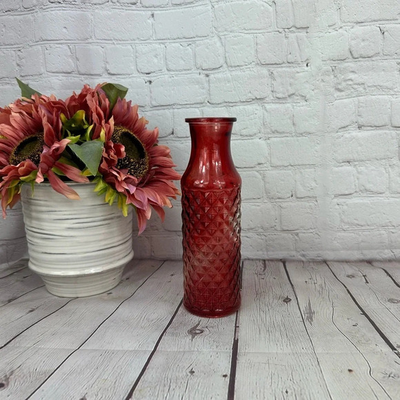 vintage DPS ENZO red quilted pattern Vase - Picture 1 of 7